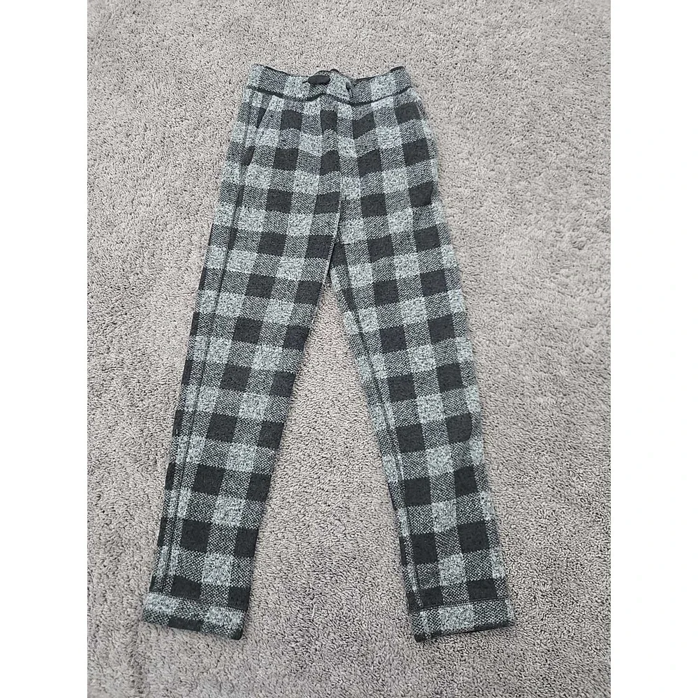 Gap Kids Pajama‎ Pants Youth Girls 14/16 Gray Plaid Pull On Knit Fleece Lounge